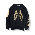 BAPE X Gold Shark Zipper Print Pullover Sweater