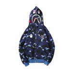 BAPE X 1ST Ape OG Blue Full Camo Shark Full Zip up Hoodie