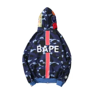 BAPE X 1ST Ape OG Blue Full Camo Shark Full Zip up Hoodie