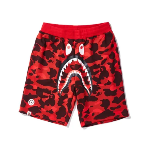Bape X Camouflage Casual Red Bape Shark Shorts Bape X Camouflage Casual Red Bape Shark Shorts